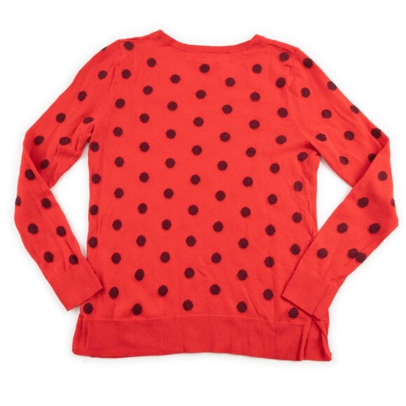 OLD NAVY red crewneck sweater w/ maroon polka dots size S - Picture 3 of 8